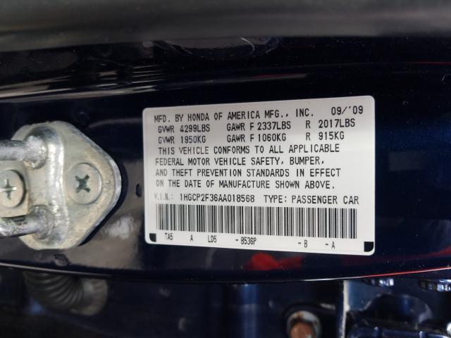 Photo 8 VIN: 1HGCP2F36AA018568 - HONDA ACCORD LX 