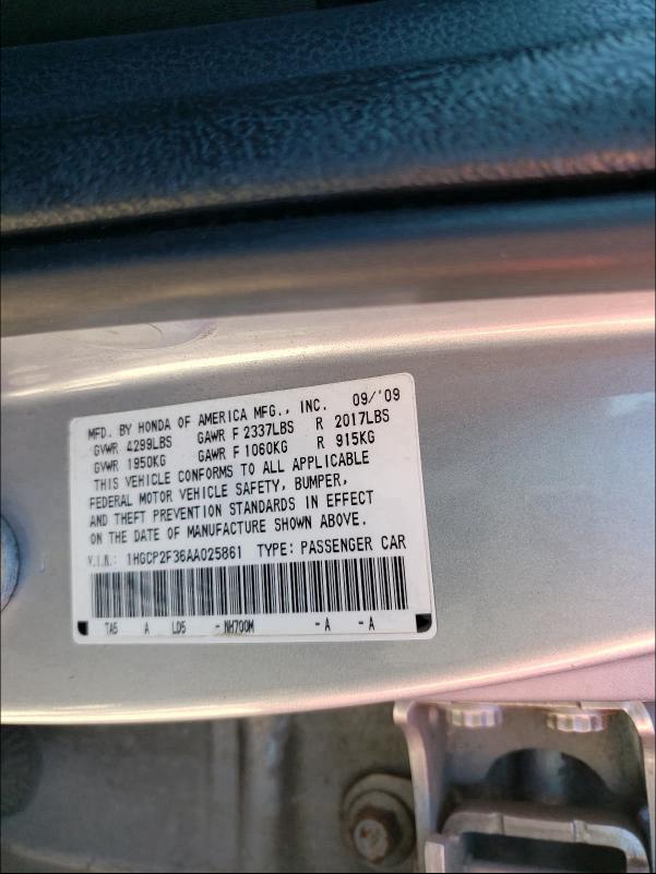 Photo 9 VIN: 1HGCP2F36AA025861 - HONDA ACCORD LX 