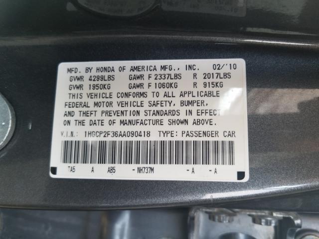 Photo 9 VIN: 1HGCP2F36AA090418 - HONDA ACCORD LX 