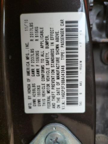 Photo 9 VIN: 1HGCP2F36BA043648 - HONDA ACCORD LX 