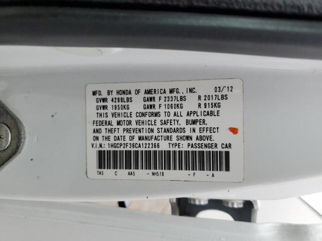 Photo 9 VIN: 1HGCP2F36CA122366 - HONDA ACCORD LX 