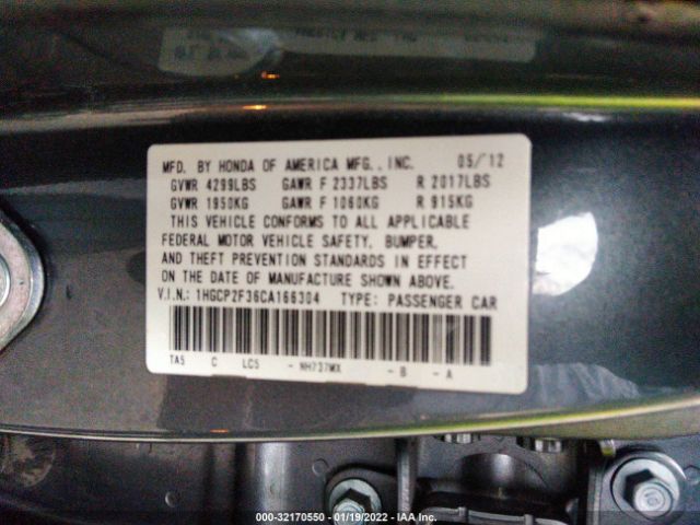 Photo 8 VIN: 1HGCP2F36CA166304 - HONDA ACCORD SDN 