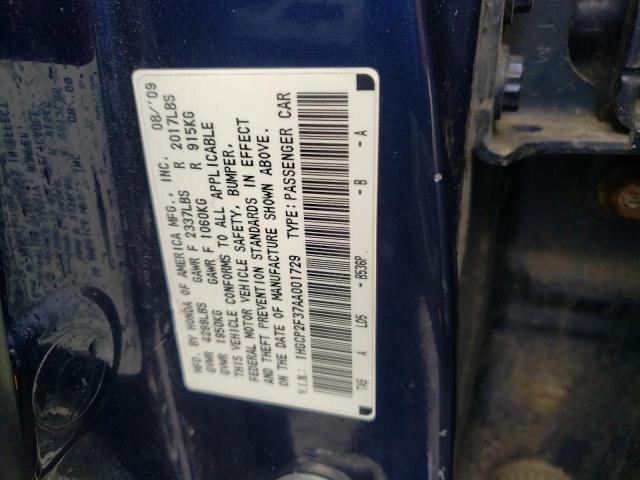 Photo 9 VIN: 1HGCP2F37AA001729 - HONDA ACCORD LX 