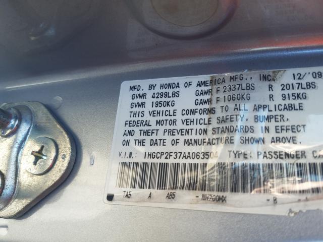 Photo 9 VIN: 1HGCP2F37AA063504 - HONDA ACCORD LX 