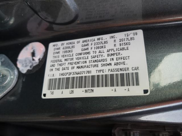 Photo 9 VIN: 1HGCP2F37AA071781 - HONDA ACCORD LX 