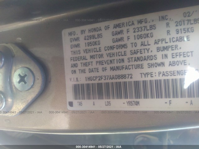 Photo 8 VIN: 1HGCP2F37AA088872 - HONDA ACCORD SDN 