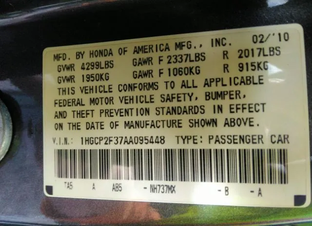 Photo 8 VIN: 1HGCP2F37AA095448 - HONDA ACCORD SDN 