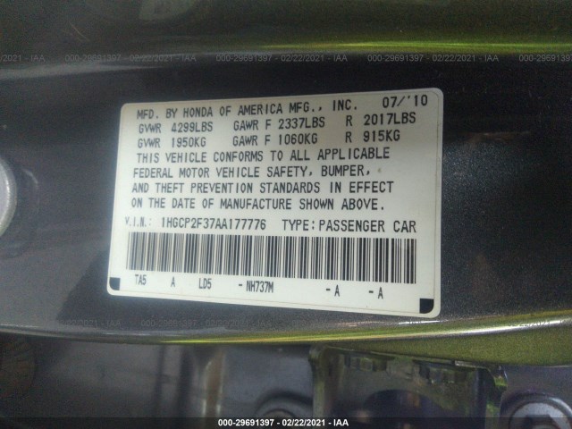 Photo 8 VIN: 1HGCP2F37AA177776 - HONDA ACCORD SDN 