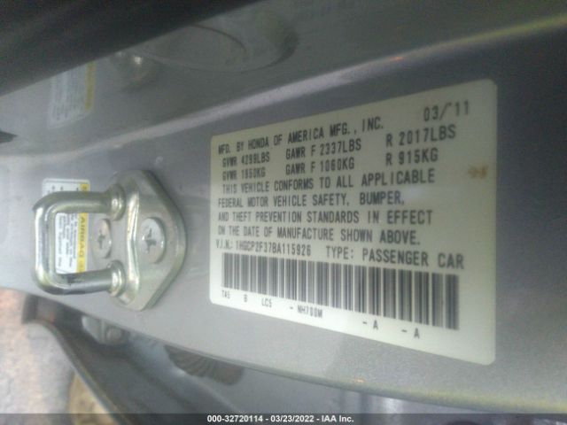 Photo 8 VIN: 1HGCP2F37BA115926 - HONDA ACCORD SDN 