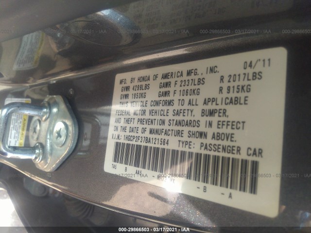 Photo 8 VIN: 1HGCP2F37BA121564 - HONDA ACCORD SDN 