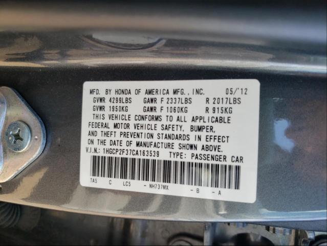 Photo 9 VIN: 1HGCP2F37CA163539 - HONDA ACCORD LX 