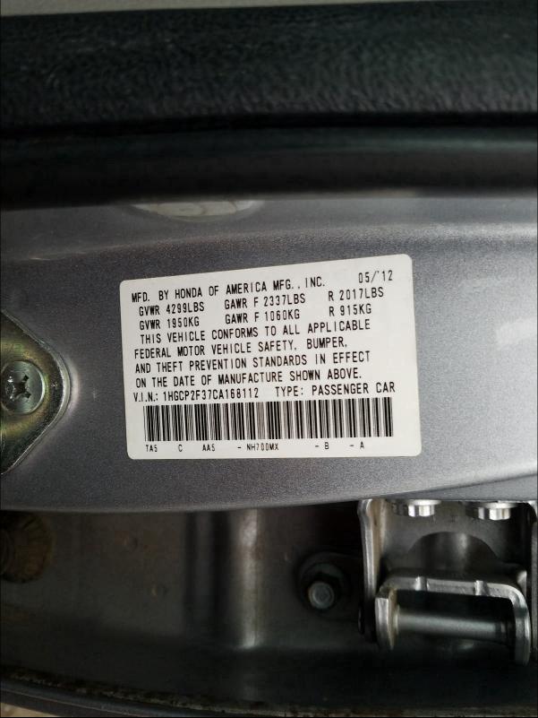 Photo 9 VIN: 1HGCP2F37CA168112 - HONDA ACCORD LX 