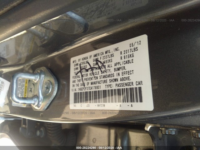 Photo 8 VIN: 1HGCP2F37CA178901 - HONDA ACCORD SDN 