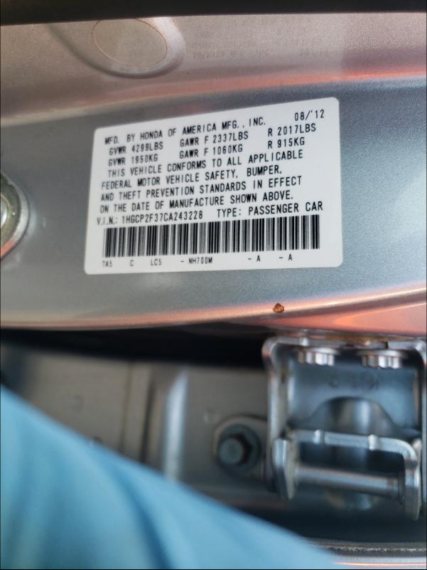 Photo 9 VIN: 1HGCP2F37CA243228 - HONDA ACCORD LX 