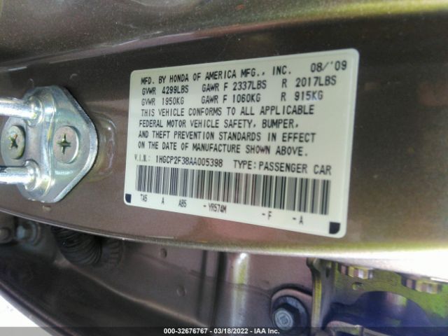 Photo 8 VIN: 1HGCP2F38AA005398 - HONDA ACCORD SDN 