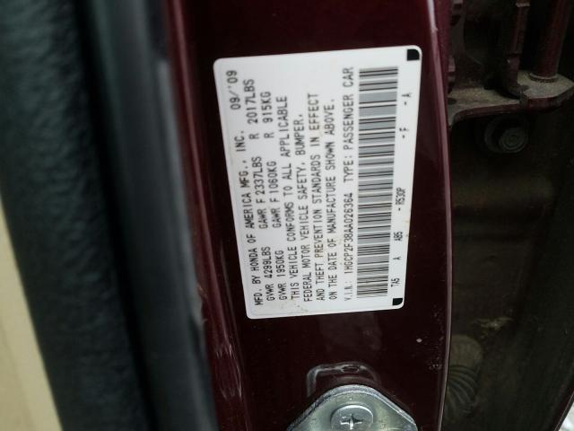 Photo 9 VIN: 1HGCP2F38AA026364 - HONDA ACCORD LX 