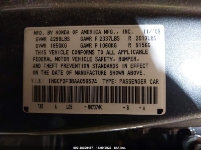 Photo 8 VIN: 1HGCP2F38AA059574 - HONDA ACCORD 