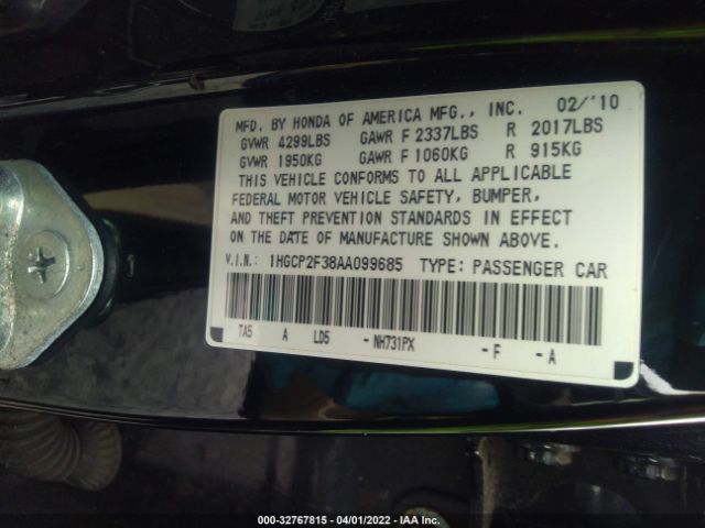 Photo 8 VIN: 1HGCP2F38AA099685 - HONDA ACCORD SDN 