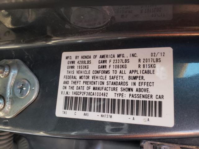 Photo 9 VIN: 1HGCP2F38CA100482 - HONDA ACCORD LX 