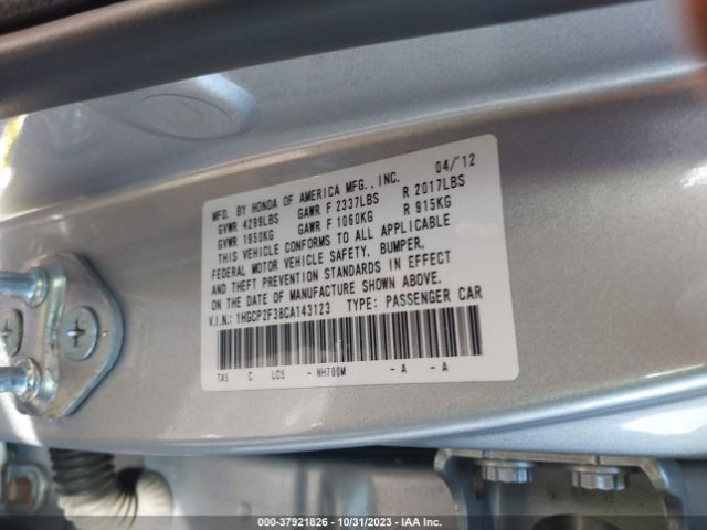 Photo 8 VIN: 1HGCP2F38CA143123 - HONDA ACCORD SDN 