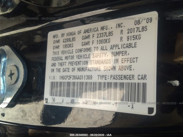 Photo 8 VIN: 1HGCP2F39AA011369 - HONDA ACCORD SDN 