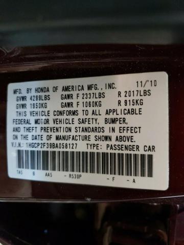 Photo 9 VIN: 1HGCP2F39BA058127 - HONDA ACCORD LX 