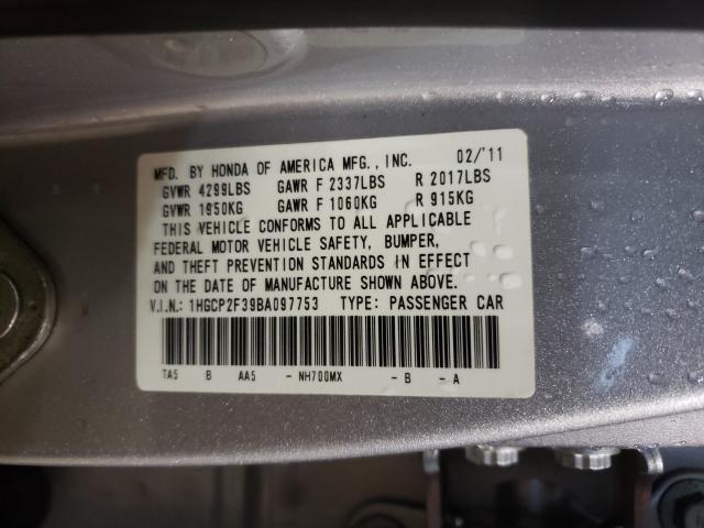 Photo 9 VIN: 1HGCP2F39BA097753 - HONDA ACCORD LX 