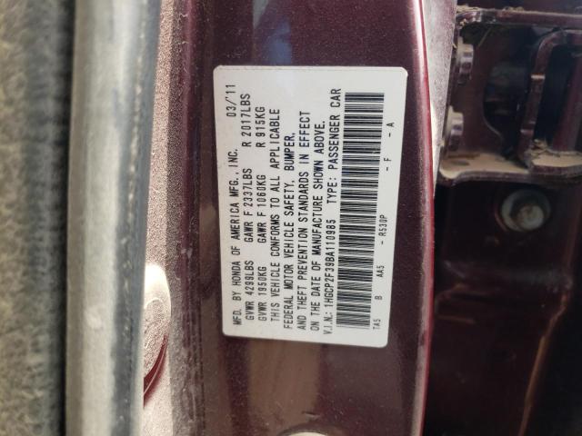 Photo 9 VIN: 1HGCP2F39BA110985 - HONDA ACCORD LX 