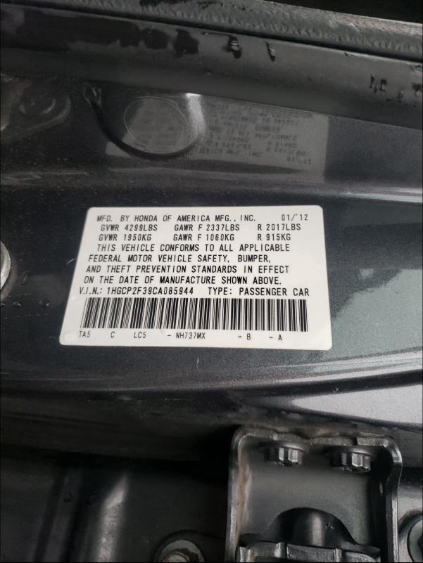 Photo 9 VIN: 1HGCP2F39CA085944 - HONDA ACCORD LX 