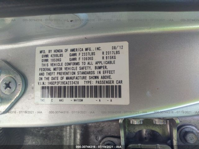 Photo 8 VIN: 1HGCP2F39CA233428 - HONDA ACCORD SDN 