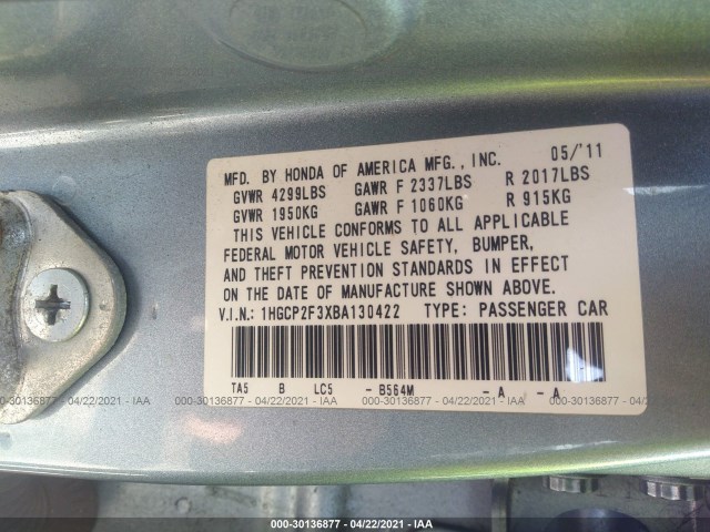 Photo 8 VIN: 1HGCP2F3XBA130422 - HONDA ACCORD SDN 