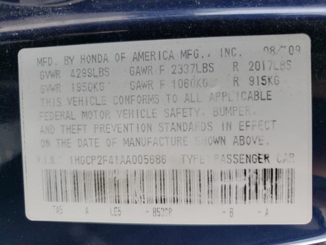 Photo 9 VIN: 1HGCP2F41AA005686 - HONDA ACCORD LXP 