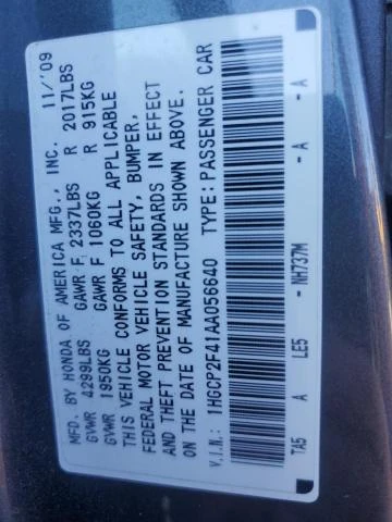 Photo 12 VIN: 1HGCP2F41AA056640 - HONDA ACCORD LXP 