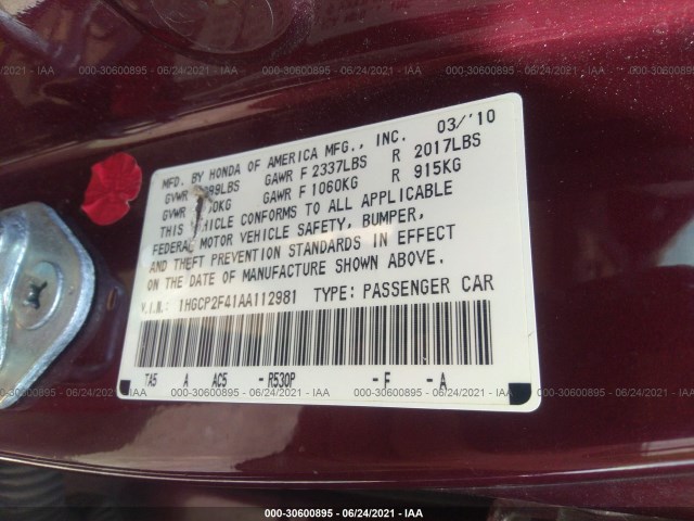 Photo 8 VIN: 1HGCP2F41AA112981 - HONDA ACCORD SDN 