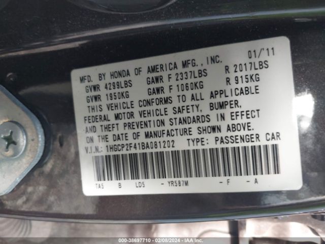 Photo 8 VIN: 1HGCP2F41BA081202 - HONDA ACCORD 