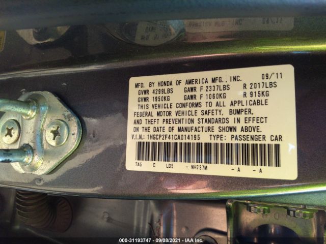 Photo 8 VIN: 1HGCP2F41CA014195 - HONDA ACCORD SDN 