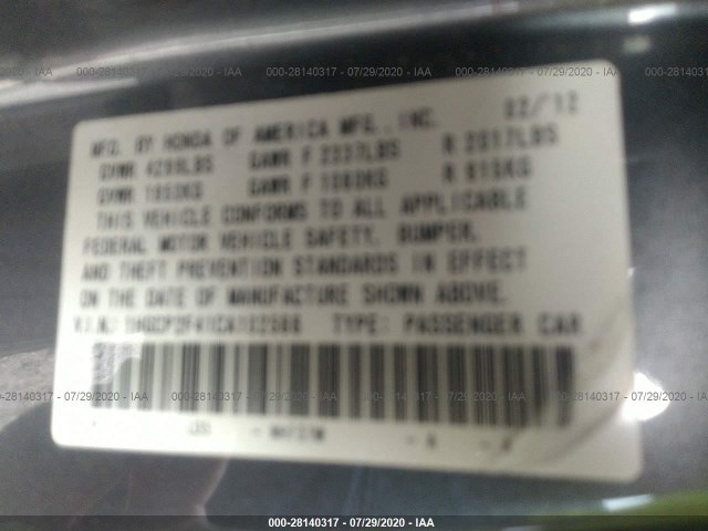 Photo 8 VIN: 1HGCP2F41CA102566 - HONDA ACCORD SDN 