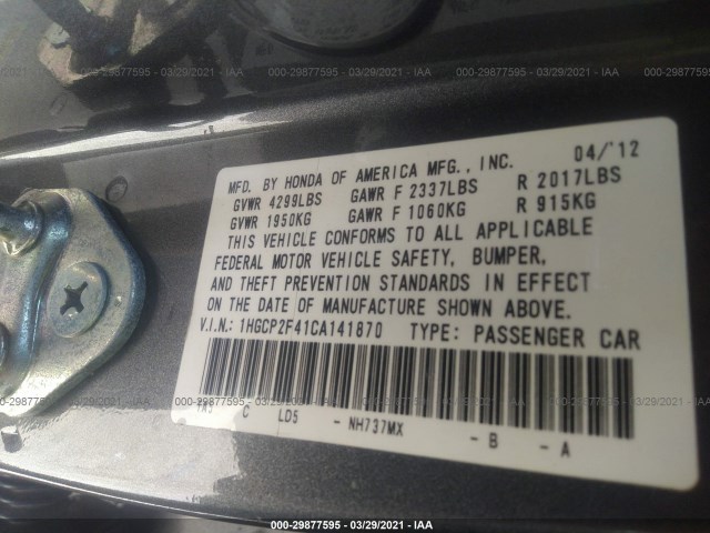 Photo 8 VIN: 1HGCP2F41CA141870 - HONDA ACCORD SDN 