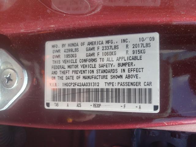 Photo 9 VIN: 1HGCP2F42AA031312 - HONDA ACCORD LXP 