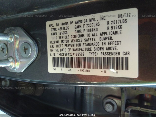 Photo 8 VIN: 1HGCP2F42CA186509 - HONDA ACCORD SDN 