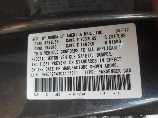 Photo 9 VIN: 1HGCP2F43CA177611 - HONDA ACCORD LXP 