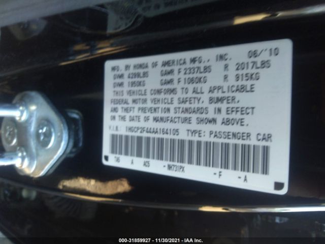 Photo 8 VIN: 1HGCP2F44AA164105 - HONDA ACCORD SDN 