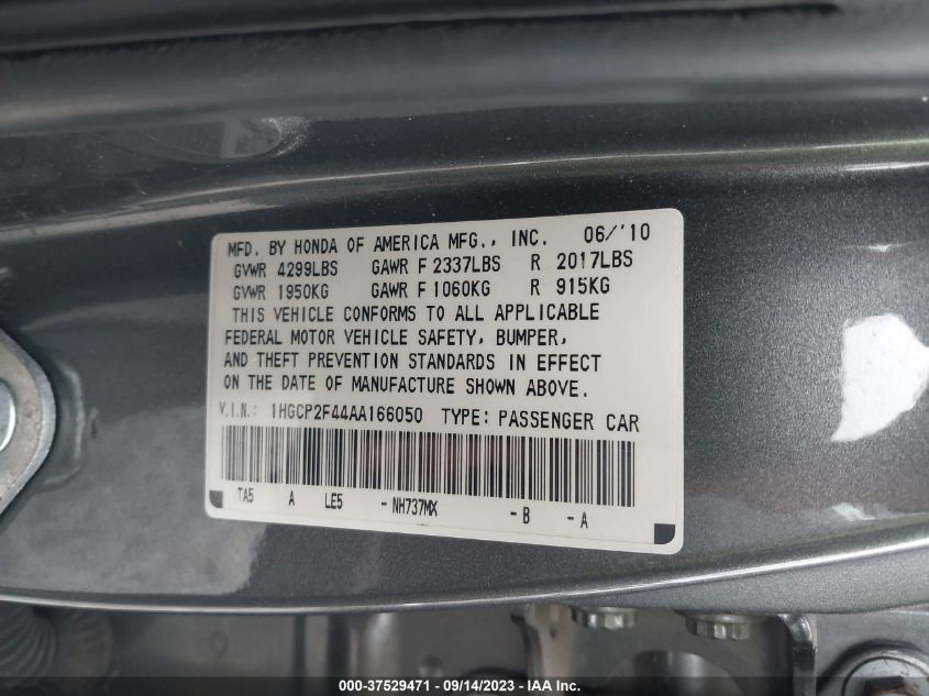 Photo 8 VIN: 1HGCP2F44AA166050 - HONDA ACCORD 