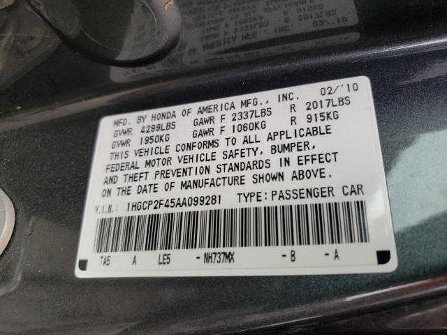 Photo 9 VIN: 1HGCP2F45AA099281 - HONDA ACCORD LXP 