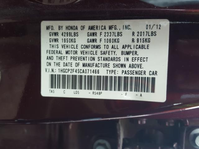 Photo 9 VIN: 1HGCP2F45CA071466 - HONDA ACCORD LXP 