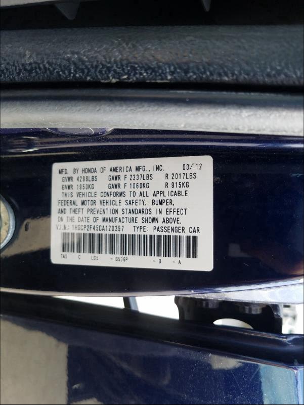 Photo 9 VIN: 1HGCP2F45CA120357 - HONDA ACCORD LXP 