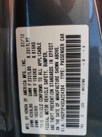 Photo 11 VIN: 1HGCP2F45CA224394 - HONDA ACCORD LXP 