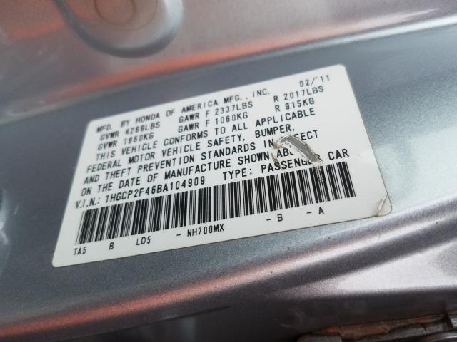 Photo 9 VIN: 1HGCP2F46BA104909 - HONDA ACCORD LXP 