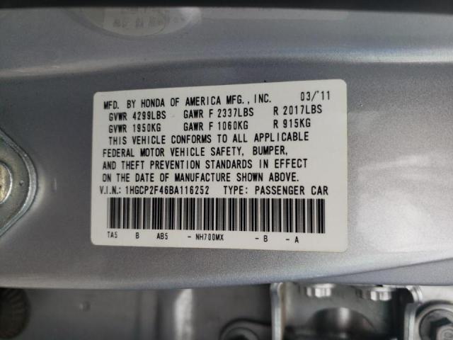 Photo 9 VIN: 1HGCP2F46BA116252 - HONDA ACCORD LXP 