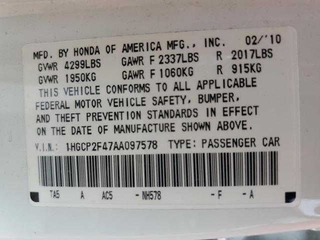 Photo 11 VIN: 1HGCP2F47AA097578 - HONDA ACCORD LXP 